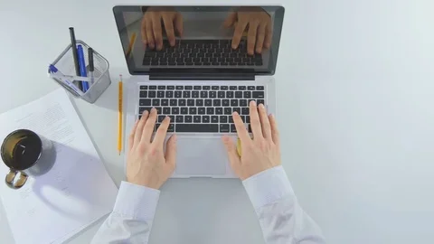 Office worker bored and twists the pen Video stock 81491479