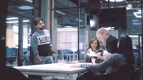 Office worker brought the documents to his boss. Woman business unhappy with the Stock Footage 108163989