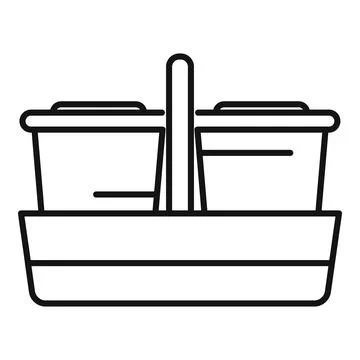 Office worker carrying two coffees in a cardboard tray line icon Illustrazione stock