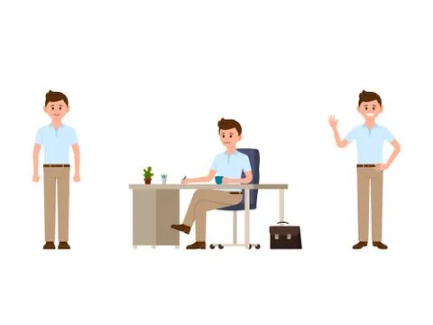 Office worker cartoon character Stock Illustration