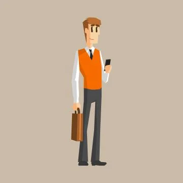 Office Worker With Cell Phone 스톡 일러스트