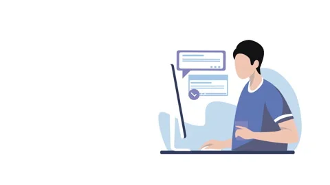 Office worker character with computer and having a drink in 4k video. 库存影片 146207228