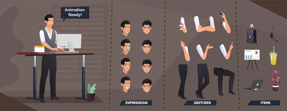 Office Worker Character Creation Kit Stock Illustration