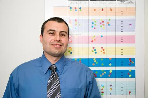 Office worker by chart Stock Photos