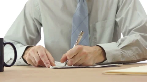 Office Worker Checks Off Paper List Stock Footage 43448135