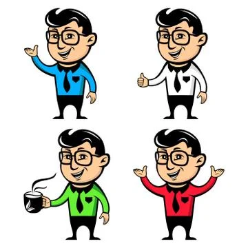 Office worker with coffee mascot Stock Illustration