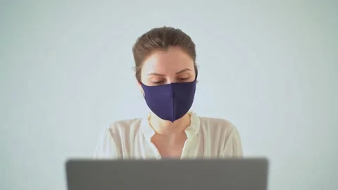 The office worker complies with prevention measures against viruses. Office Stock Footage 130641013