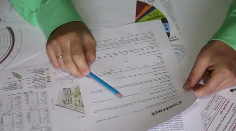 Office worker crumples documents Stock Footage 59857386