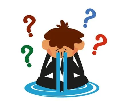 Office worker crying on a white background. Cartoon. Stock Illustration