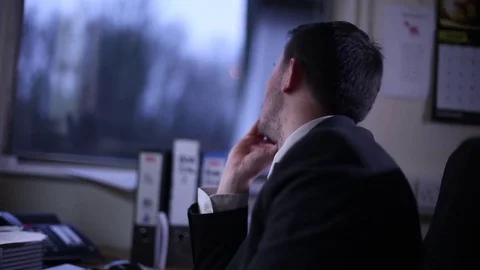 Office Worker Daydreams Stock Footage 72037484