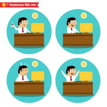 Office worker at the desk Stock Illustration