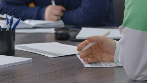 Office worker, enterprise worker, construction team member at a meeting Stock Footage 161954134