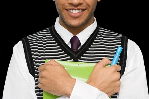 Office worker with file Foto stock