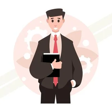 Office-worker-with-folder Stock Illustration