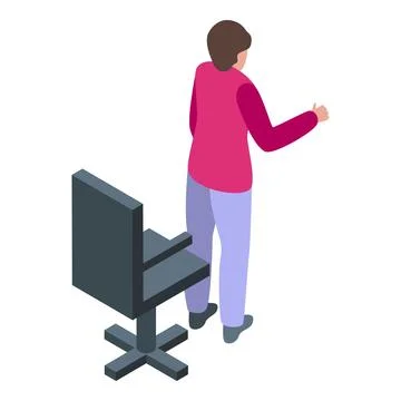 Office worker gesturing near his chair, isometric view Stock Illustration