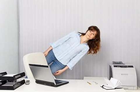Office worker goes crazy with work Stock Photos