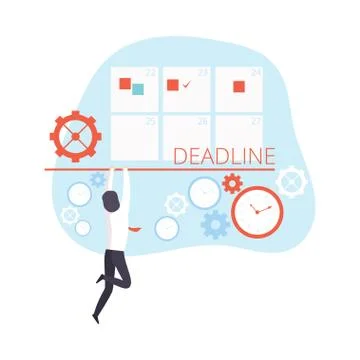 Office Worker Having Problem Reaching Deadline, Time Management Business Concept Stock Illustration