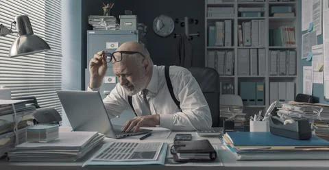 Office worker having vision problems Фото