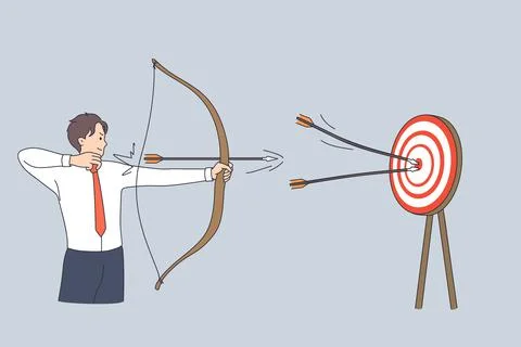 An office worker hits the target. The concept of success 스톡 일러스트