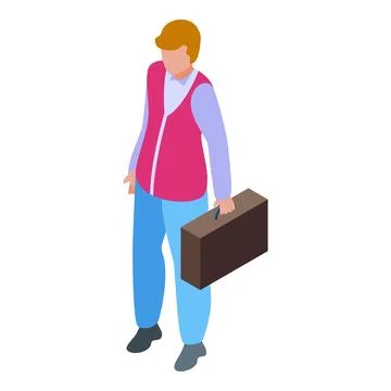 Office worker holding briefcase walking to work Stock Illustration