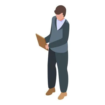 Office worker holding clipboard, checking notes, managing tasks Stock Illustration