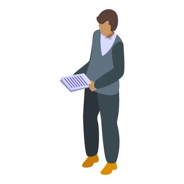 Office worker holding documents isometric icon vector Stock Illustration