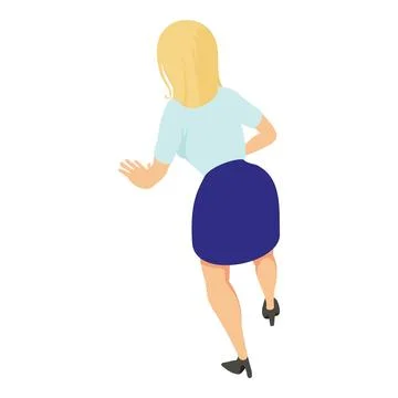 Office worker icon isometric vector. Back view of blonde woman in office uniform Stock Illustration