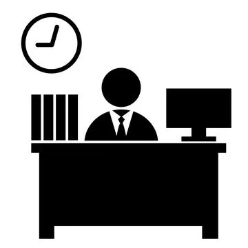 Office worker icon on white background. business man working in office hour. Stock Illustration