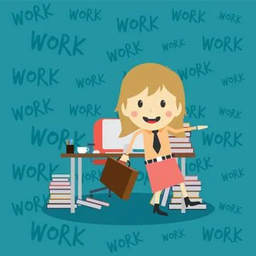 Office worker on the job full task employee cartoon イラスト素材