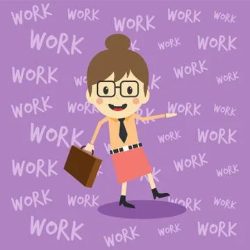 Office worker on the job full task employee cartoon Stock Illustration
