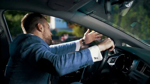 An office worker is late for work, honking and screaming Stock Footage 128582244