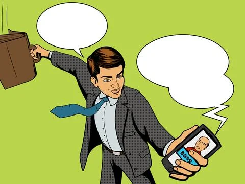 Office worker man talks with boss vector Stock Illustration