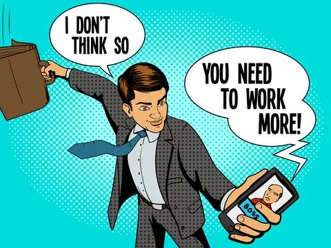 Office worker man talks with boss vector Stock Illustration