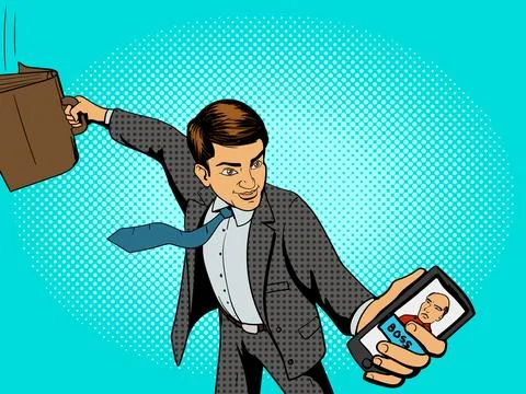 Office worker man talks with boss vector Stock Illustration
