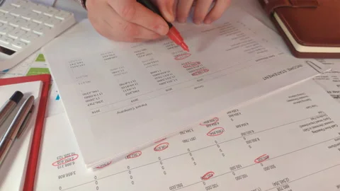 Office worker marks errors in the document Stock Footage 167651097