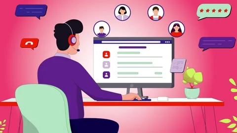 Office Worker Multitasking and Digital Workflow Alert Animation Stock Footage 334364651