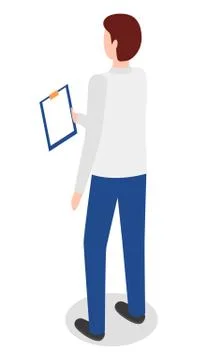 Office Worker with Notepad, Business Data Analysis Stock Illustration