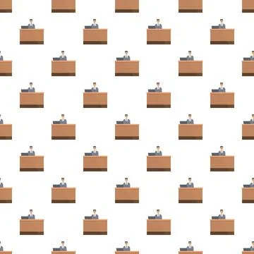 Office worker pattern with businessman working on laptop Stock Illustration