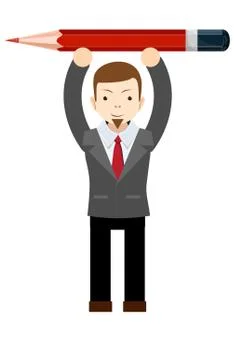 Office worker with pencil Stock Illustration