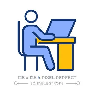 Office worker pixel perfect line color icon Stock Illustration