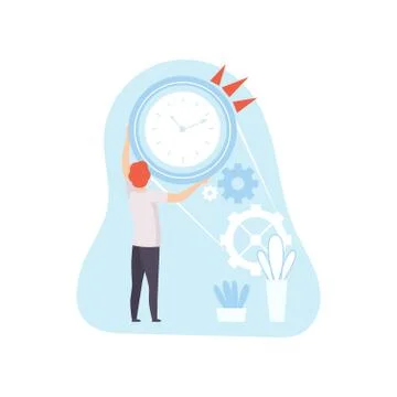 Office Worker Planning, Organizing, Controlling Working Time, Business Concept 스톡 일러스트