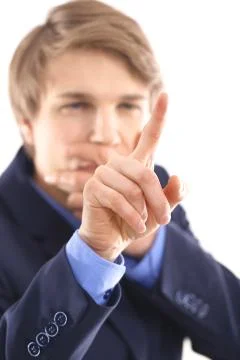 Office worker pointing the finger at ...  Stock Photos