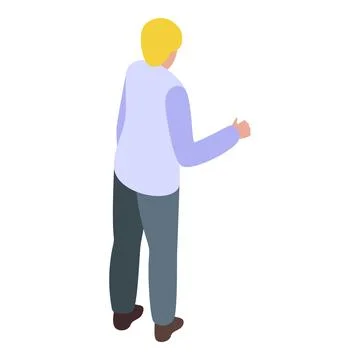 Office worker pointing with hand, rear view isometric illustration Illustrazione stock