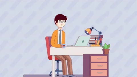 Office Worker Preparing to Take Vacation Stock Footage 219560474