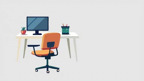 An office worker presents his workplace and desk. Animation of an office worker 库存影片 343730125