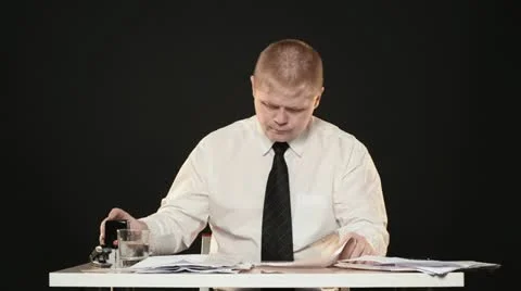 Office worker print documents Stock Footage 20486112