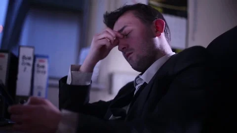 Office Worker Procrastinates With Smartphone Stock Footage 72029037