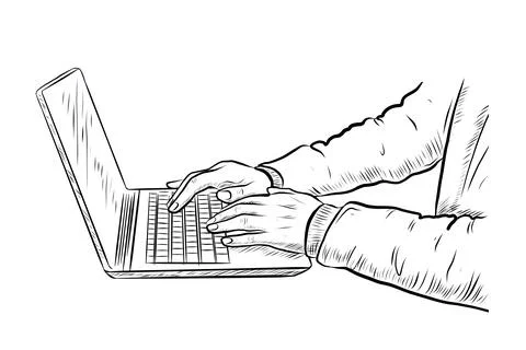 Office worker project B&amp;W Stock Illustration
