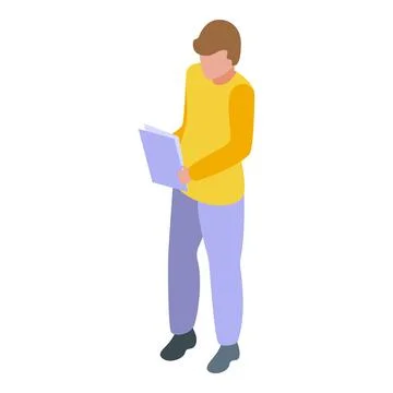 Office worker reading documents, concentrating on paperwork Stock Illustration