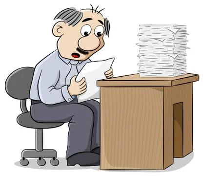 Office worker reads a letter dismayed at the news Stock-Illustration